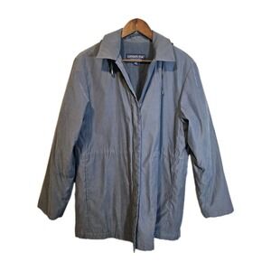 LONDON FOG Limited Edition Faux Suede Blue JACKET W/DETACHABLE HOOD, SIZE M